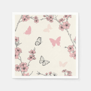 Servilleta De Papel Flor de Mariposa Elegante (6)