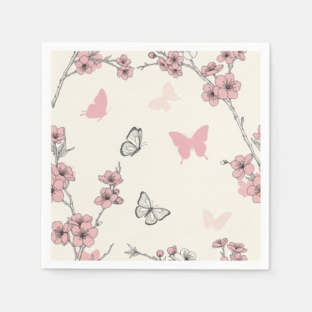 Servilleta De Papel Flor de Mariposa Elegante (6) (Anverso)