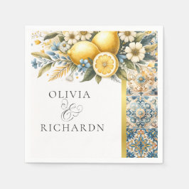 Servilleta De Papel Flor de mosaico mediterránea Positano limón