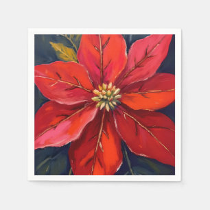 Servilleta De Papel Flor de Navidad Poinsettia Roja Pintada