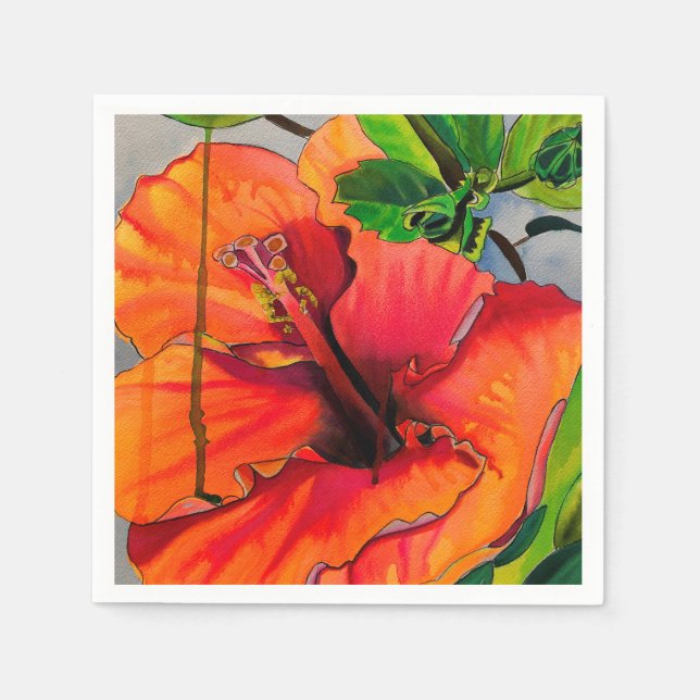 Servilleta De Papel Flor de Neon Hibiscus tropical (Anverso)