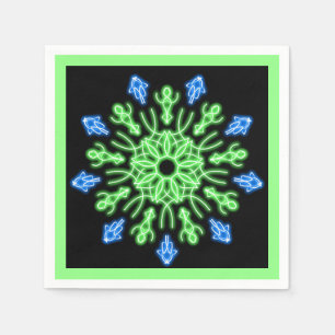 Servilleta De Papel Flor de neón verde y azul