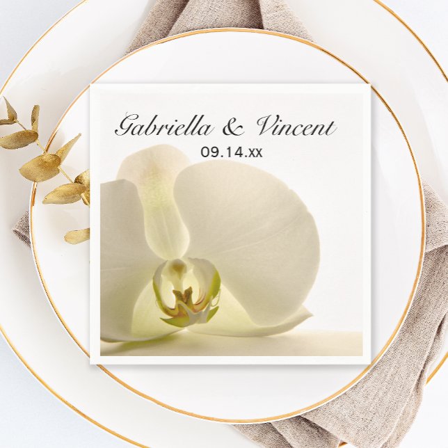Servilleta De Papel Flor de orquídea sobre Boda blanco (Subido por el creador)