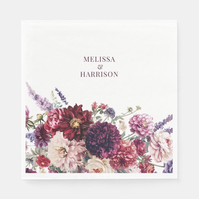 Servilleta De Papel Flor de otoño Dahlia Gracias Oscuro (Anverso)