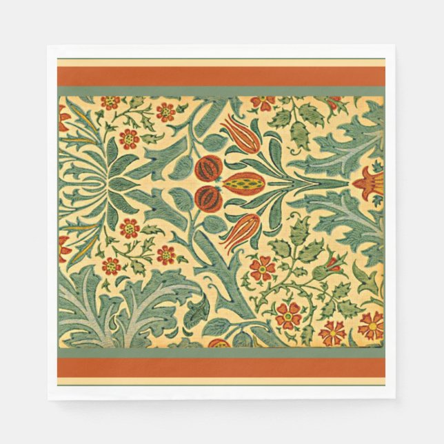 Servilleta De Papel Flor de otoño, famoso patrón de William Morris, (Anverso)