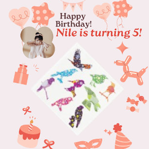 Servilleta De Papel Flor de pájaro Minimalista Funky Retro Papel Napki