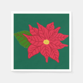 Servilleta De Papel Flor de Pascua de Navidad roja