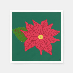 Servilleta De Papel Flor de Pascua de Navidad roja