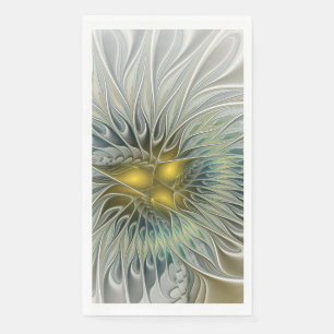 Servilleta De Papel Flor de plata dorada Fantasía arte fractal abstrac