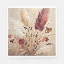 Servilleta De Papel Flor de plumas de crema roja