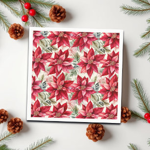 Servilleta De Papel Flor de Poinsettia de Oro Elegante