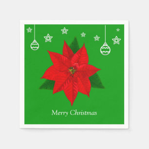Servilleta De Papel Flor de poinsettia en verde
