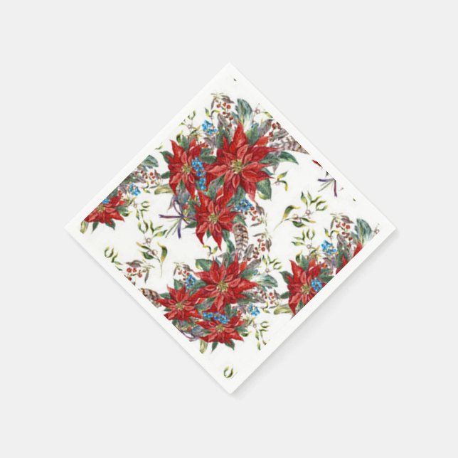 Servilleta De Papel Flor de Poinsettia Roja rica en fiestas Napkin (Borde)