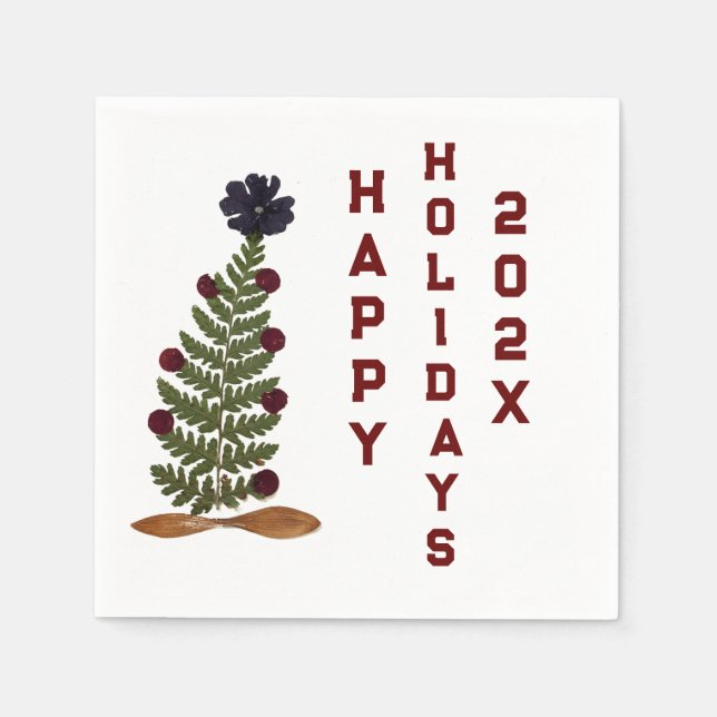 Servilleta De Papel Flor de prensa seca árbol de Navidad (Anverso)