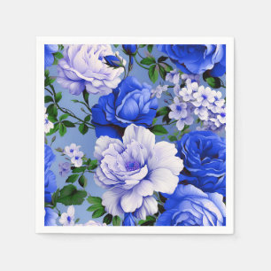 Servilleta De Papel Flor de Rosa azul retro grande