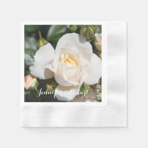 Servilleta De Papel flor de rosa blanca bonito. arte con fotos de flor