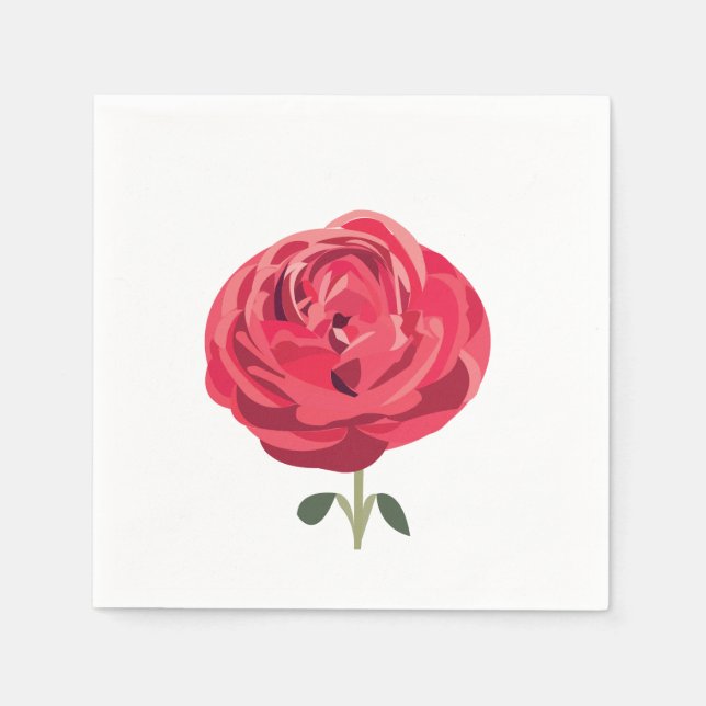 Servilleta De Papel Flor de Rosa Roja Fiesta de Rosa Roja (Anverso)
