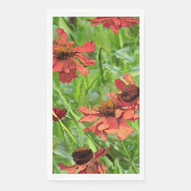 SERVILLETA DE PAPEL FLOR DE RUDBECKIA ROJA (Anverso)