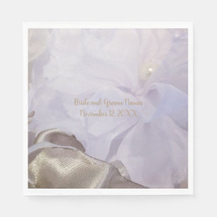 Servilleta De Papel Flor de seda blanca con perla