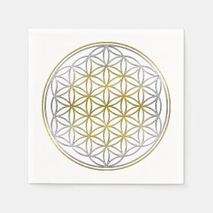 Servilleta De Papel Flor de vida / Blume des Lebens - plata de oro
