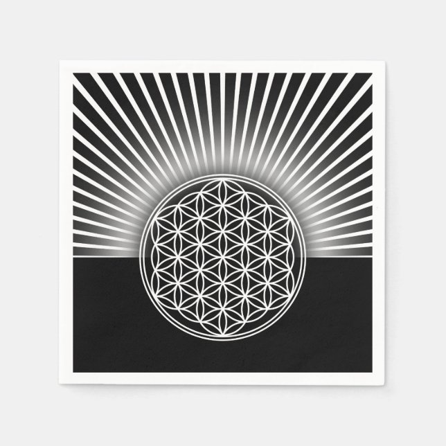 Servilleta De Papel Flor de vida / Blume des Lebens - rayos blancos II (Anverso)