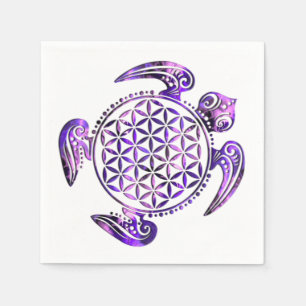 Servilleta De Papel Flor de vida / Blume des Lebes - tortuga morada