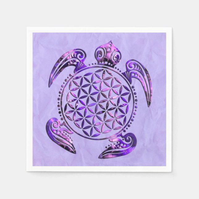 Servilleta De Papel Flor de vida / Blume des Lebes - tortuga violeta (Anverso)