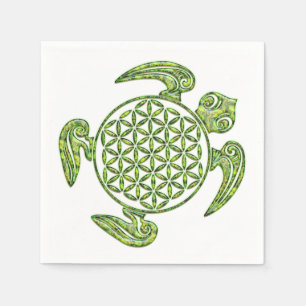 Servilleta De Papel Flor de vida / Blume des Lebes - verde tortuga