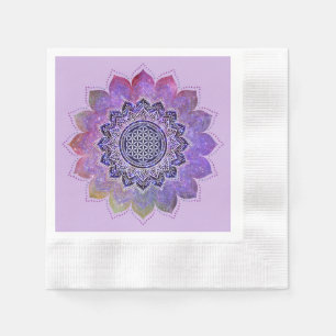 Servilleta De Papel Flor De Vida - Espacio De Galaxia De Estilo Vintag