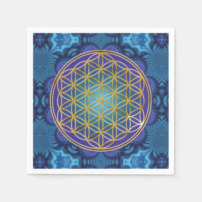 Servilleta De Papel Flor de vida - oro - fractal 1 (Anverso)