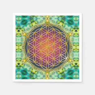 Servilleta De Papel Flor de vida - oro - fractal 2