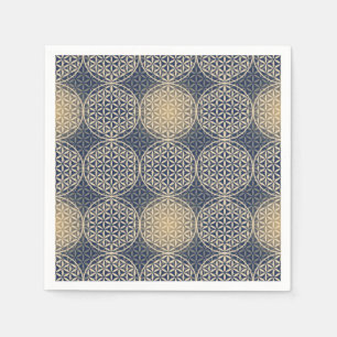 Servilleta De Papel Flor de vida - patrón de sello - arena azul