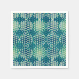 Servilleta De Papel Flor de vida - patrón de sello - azul cian