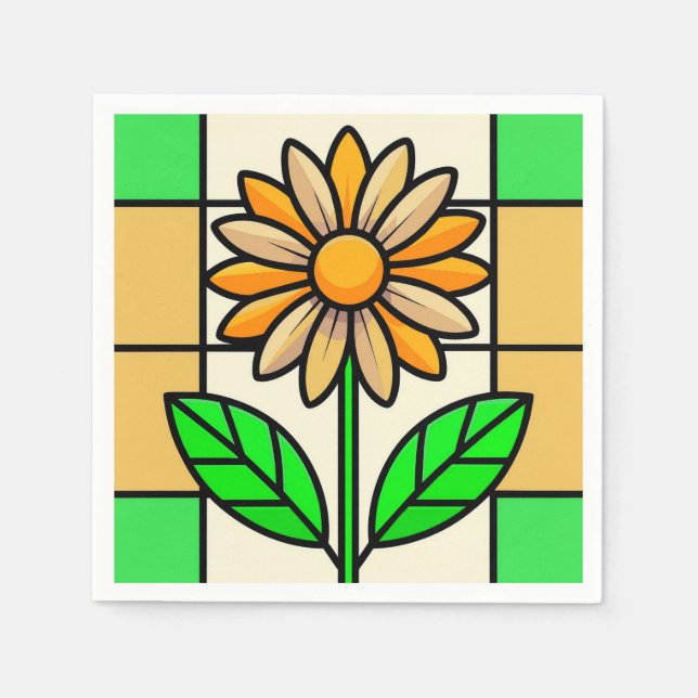 Servilleta De Papel Flor de vidrio manchado (Anverso)