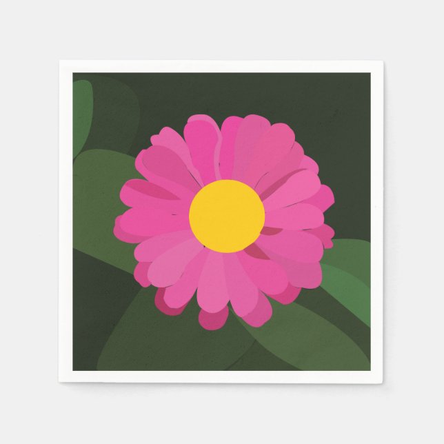 Servilleta De Papel Flor de Zinnia Morada Fiesta Floral (Anverso)