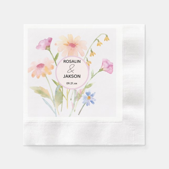 Servilleta De Papel flor editable acuarela (Anverso)