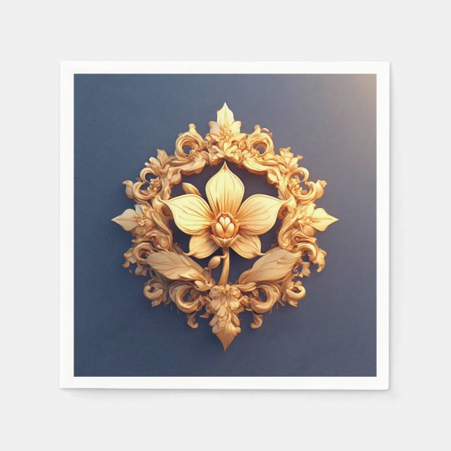 Servilleta De Papel Flor elegante sobre fondo ordenado (Anverso)