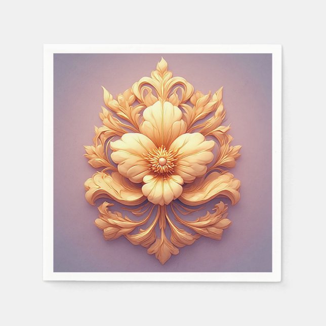 Servilleta De Papel Flor elegante sobre fondo ordenado (Anverso)