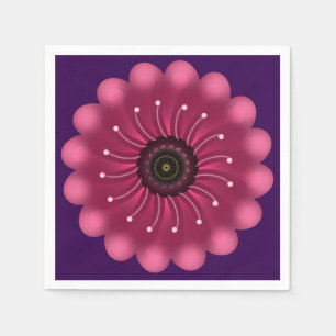 Servilleta De Papel Flor Fantasía Rosa Brillante   Floral Neón Abstrac