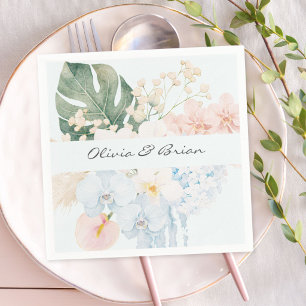 Servilleta De Papel Flor Floral Tropical de Acuarela Personalizada