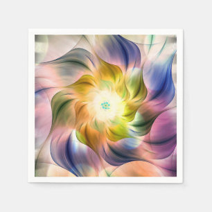 Servilleta De Papel Flor Fractal de llama colorida