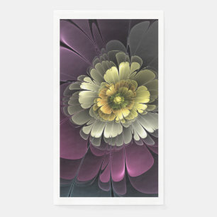 Servilleta De Papel Flor Fractal Gris Purpura Moderna Abstracta