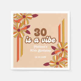 Servilleta De Papel Flor hippie retro 70 cumpleaños 30