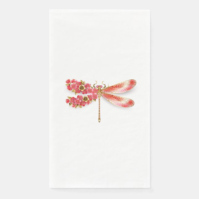 Servilleta De Papel Flor libélula con sakura de joyas (Anverso)