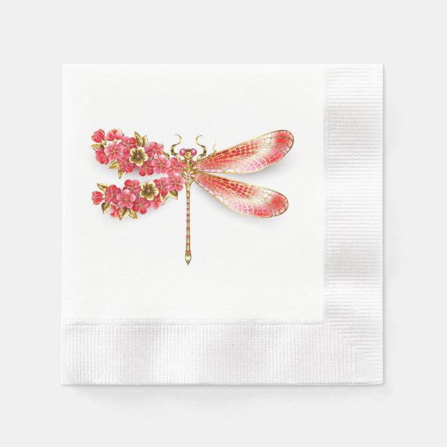 Servilleta De Papel Flor libélula con sakura de joyas (Anverso)