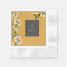 Servilleta De Papel flor Margaret, naranja blanco retro de onyx negro