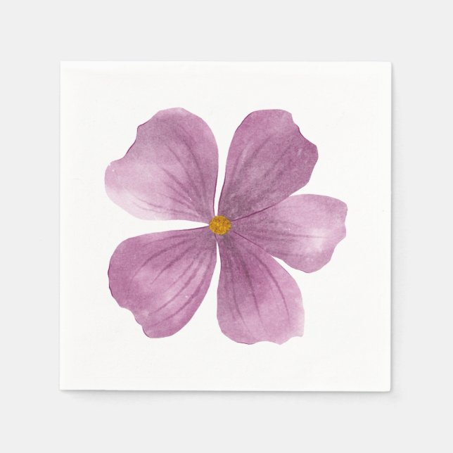 Servilleta De Papel Flor morada pintada a mano (Anverso)