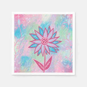 Servilleta De Papel Flor Pastel dibujada a mano