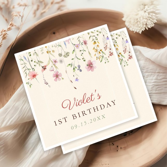 Servilleta De Papel Flor Pequeña Flor Silvestre Primer cumpleaños (Subido por el creador)