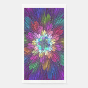 Servilleta De Papel Flor psicodélica colorida Resumen Arte Fractal